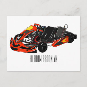 Cartão Postal Ilustração de desenho de corrida de Kart