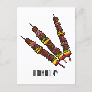 Cartão Postal Ilustração de desenho do Kebab ou kabob