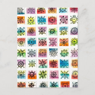 Cartão Postal Ilustração de Designs de Formas de Círculo Abstrat