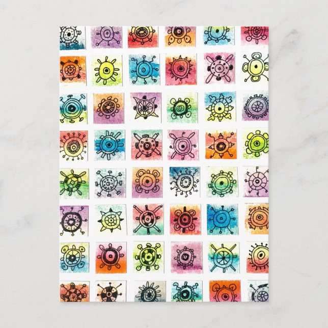 Cartão Postal Ilustração de Designs de Formas de Círculo Abstrat (Frente)