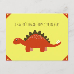 Cartão Postal Ilustração de Dinossauro Amarelo e Laranja Vermelh