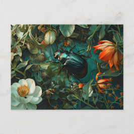 Cartão Postal Ilustração de Escaravelho Gordo entre Flores de Dá