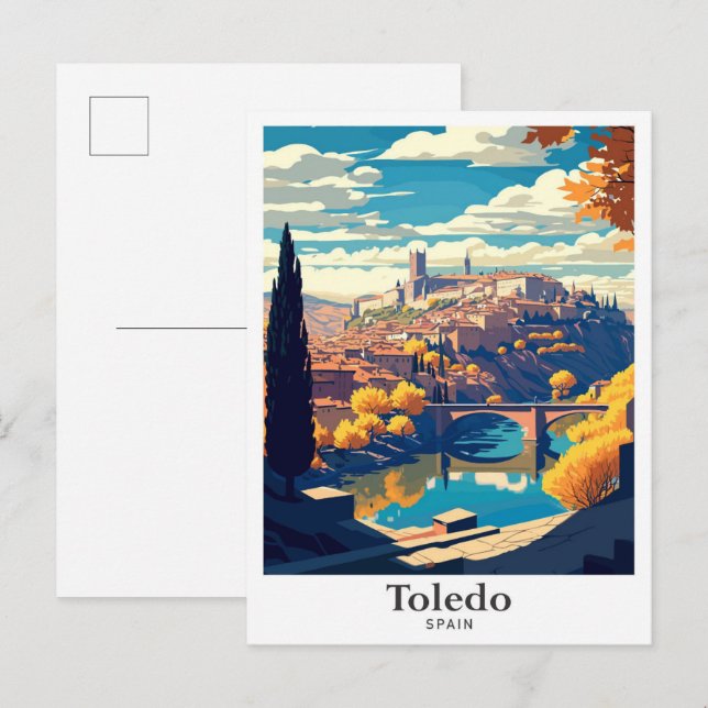 Cartão Postal Ilustração de Espanha de Viagem de de de Toledo (Frente/Verso)