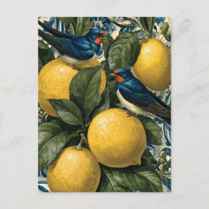 Cartão Postal Ilustração de estilo mediterrâneo de andorinhas