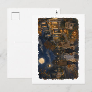 Cartão Postal Ilustração de Família Fazendo ou Pedindo Doces ou
