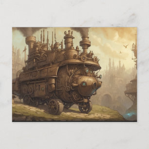Cartão Postal Ilustração de fantasia de motor Steampunk vintage