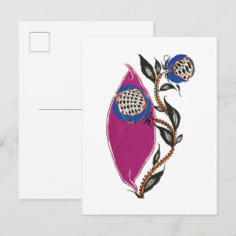 Cartão Postal Ilustração de flor em estilo de impressão de estên