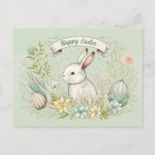 Cartão Postal Ilustração de flores de primavera da Páscoa feliz