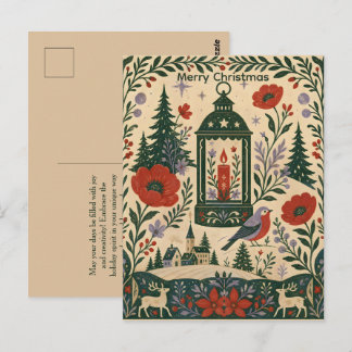 Cartão Postal ilustração de floresta de Natal 
