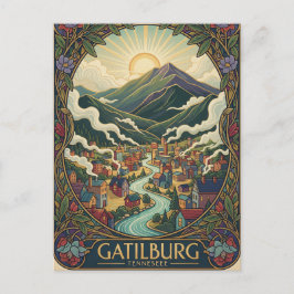 Cartão Postal Ilustração de Gatlinburg Tennessee design vintage