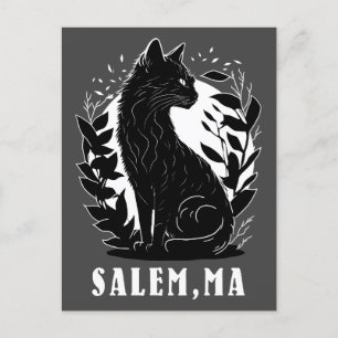 Cartão Postal Ilustração de Gato Preto Salem