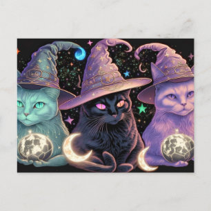 Cartão Postal Ilustração de Gatos Testemunhas Majestosos