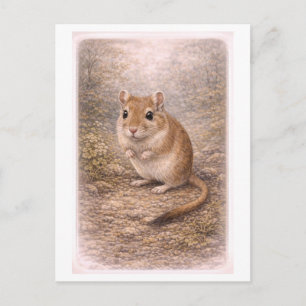 Cartão Postal Ilustração de Gerbil Estilo Vintage