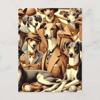 Cartão Postal Ilustração de Greyhound Italiano Vintage