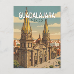 Cartão Postal Ilustração de Guadalajara México Arte de Viagem Vi