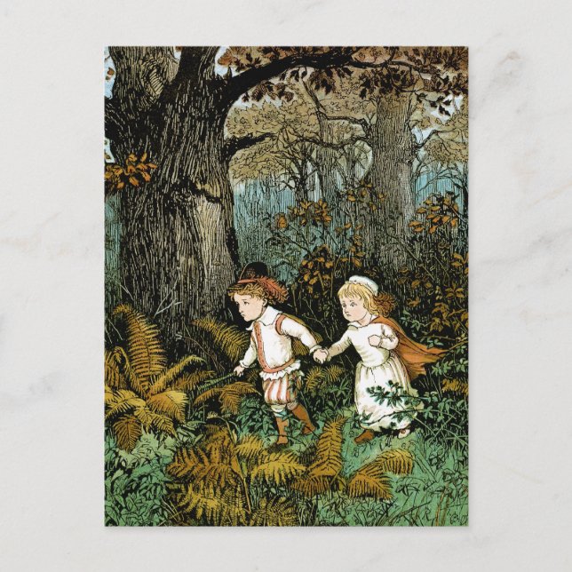 Cartão Postal Ilustração de Hansel e Gretel (Frente)