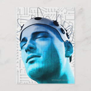 Cartão Postal Ilustração de homem vestindo boné de eletrodos