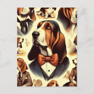 Cartão Postal Ilustração de Hound de Base de Vintage