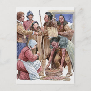 Cartão Postal Ilustração de índios americanos dando inglês