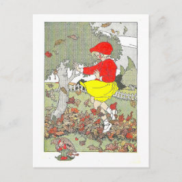 Cartão Postal Ilustração de "Jogando nas Folhas"/outono