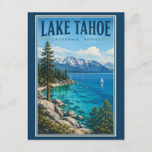 Cartão Postal Ilustração de Lake Tahoe Califórnia Nevada Viagem