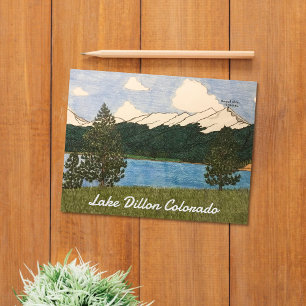 Cartão Postal Ilustração de Lápis Colorida do Lago Dillon Colora