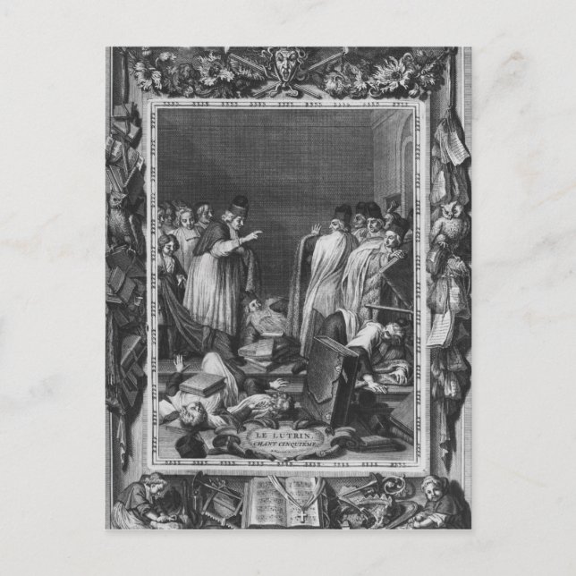 Cartão Postal Ilustração de "Le Lutrin" por Nicolas (Frente)