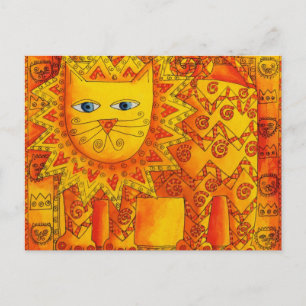Cartão Postal Ilustração de Leão Estampado em Aquarela
