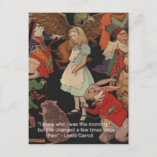 Cartão Postal Ilustração de Lewis Carroll e Citação de Mudança d