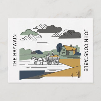Cartão Postal Ilustração de Linha do Carro de Feno de Constable