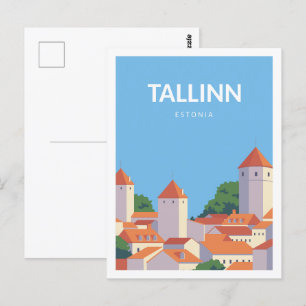 Cartão Postal Ilustração de Local de Viagem Famoso de Tallinn Es