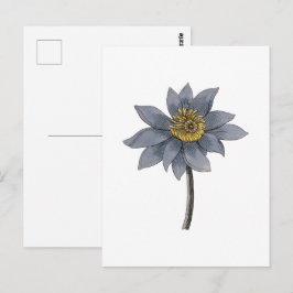 Cartão Postal Ilustração de lótus azul desenhada à mão