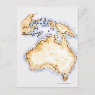 Cartão Postal Ilustração de mapa-quadro simples da Austrália