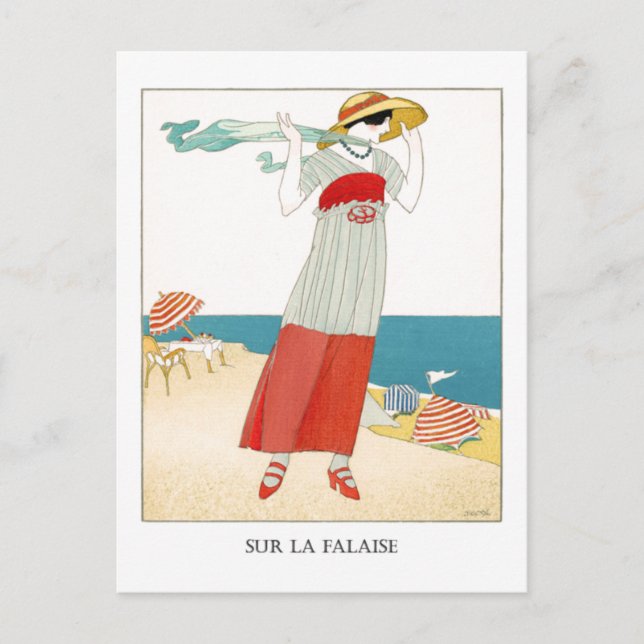 Cartão Postal Ilustração de Moda Arte Francesa Deco (Frente)