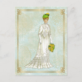 Cartão Postal Ilustração de Moda de Casamento Vintage Edwardian