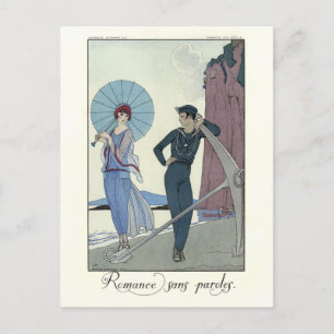 Cartão Postal Ilustração de moda de George Barbier Romance Sem P