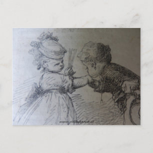 Cartão Postal Ilustração de moda do século XIX, preto e branc