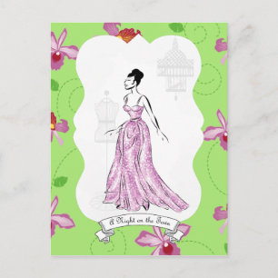 Cartão Postal Ilustração de Moda Fois à Paris