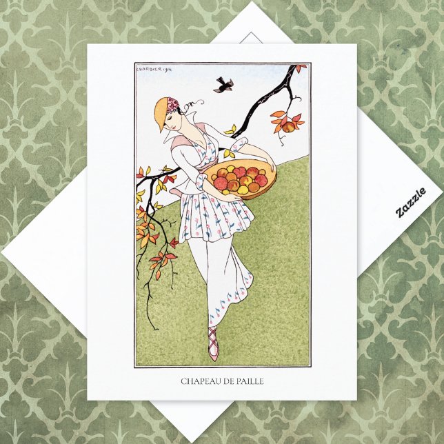 Cartão Postal Ilustração de Moda Francesa com Chapéu de Bárbara (Criador carregado)