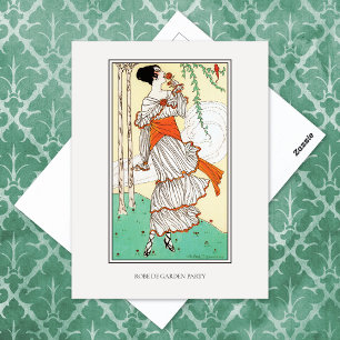 Cartão Postal Ilustração de Moda Vintage Festa no Jardim