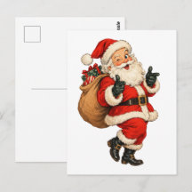 Ilustração de Natal do Papai Noel Engraçado Vintag