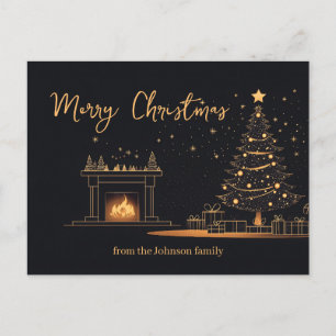 Cartão Postal Ilustração de Natal Minimalista Elegante