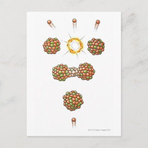 Cartão Postal Ilustração de neutrões atingindo o urânio-235