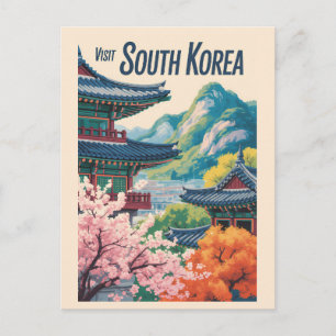 Cartão Postal Ilustração de Paisagem da Coreia do Sul Arte de Vi