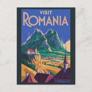 Cartão Postal Ilustração de Paisagem da Romênia Arte de Viagem V