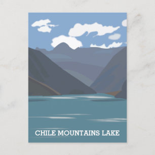Cartão Postal Ilustração de Paisagem de Lago de Montanhas do Chi