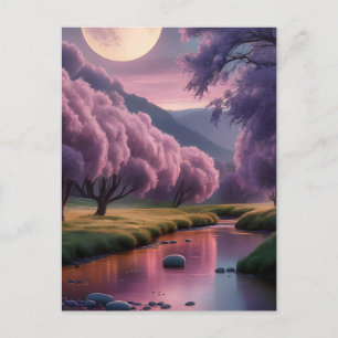 Cartão Postal Ilustração de Paisagem de Sonho Fantasia à Luz da 