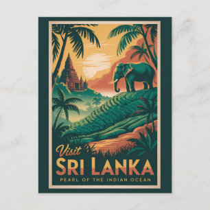 Cartão Postal Ilustração de Paisagem de Sri Lanka Arte de Viagem