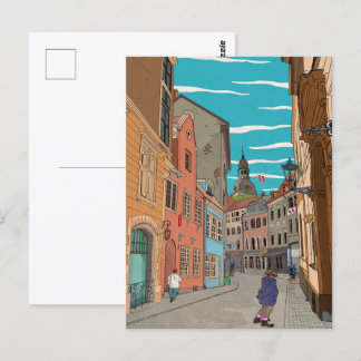 Cartão Postal Ilustração de paisagem digital Centro Riga Latvia