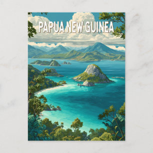 Cartão Postal Ilustração de Papua-Nova Guiné Viagem Arte Vintage